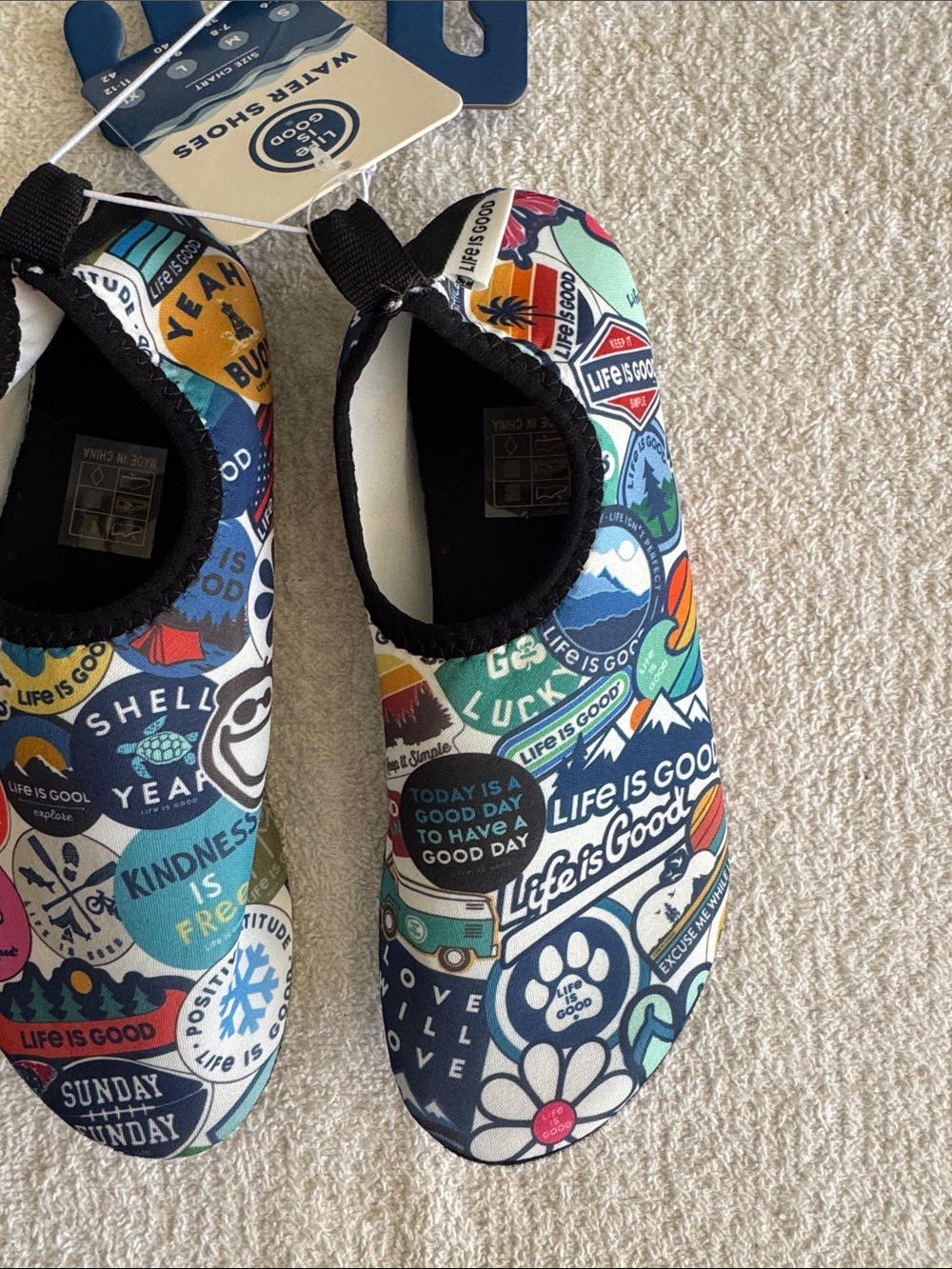 Life Is Good Multicolor Stickers Design Water Shoes - Picture 4 of 10